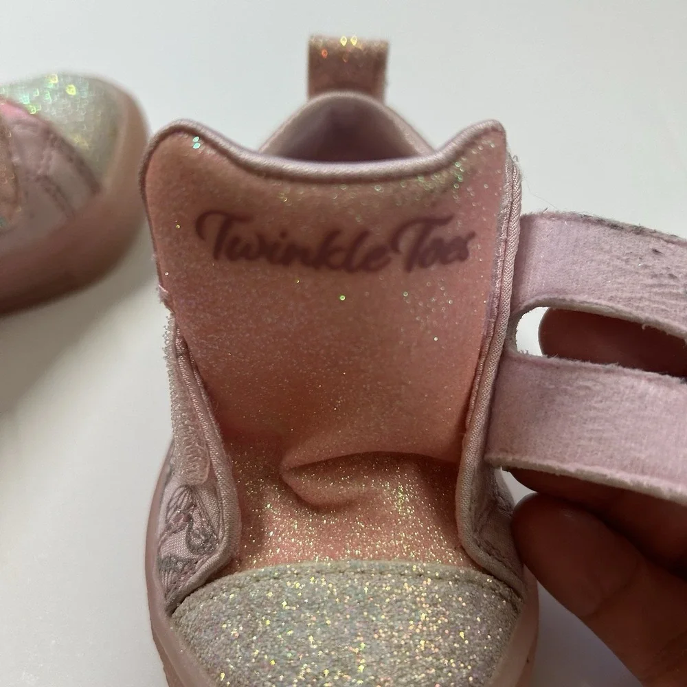 Skechers Twinkle Toes Pink Glitter Butterfly Toddler Sneakers - Size 5